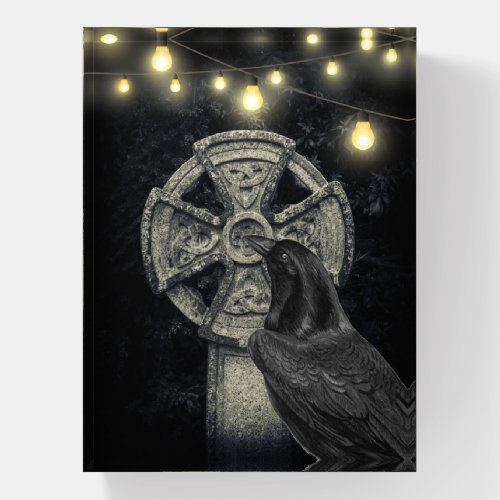 Irish Celtic Cross and Crow The Morrigan Paperweight