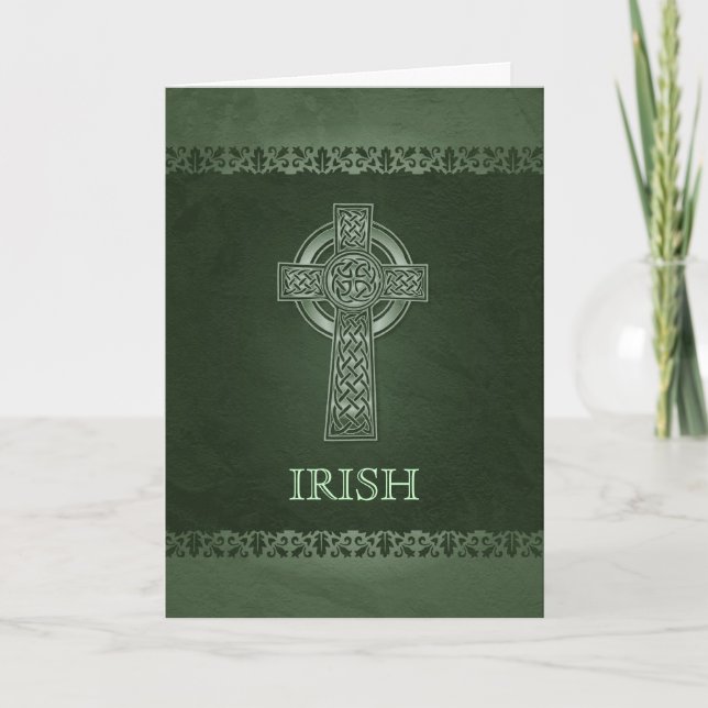 Irish Celtic Cross Blessing Greeting Card (Front)