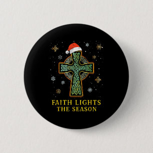 Irish Celtic Cross Knot Christian Faith Santa Hat Button
