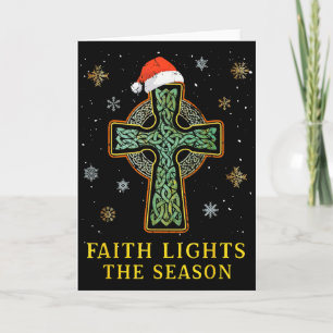 Irish Celtic Cross Knot Christian Faith Santa Hat Card