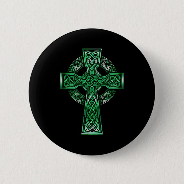 Irish Celtic Cross Knot Christian Holy Trinity Sco Button (Front)