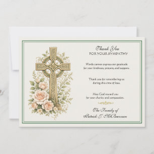 Irish Celtic Cross Memorial Scripture Thank You Card