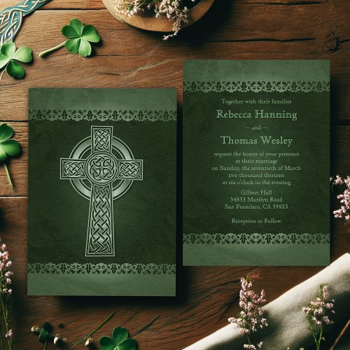 Irish Celtic Cross Wedding Invitations