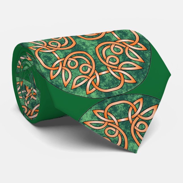 Irish Celtic Design St. Patrick's Day Tie (Rolled)