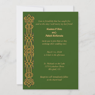 Irish Celtic Design Wedding Invitation