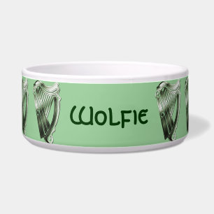 Irish Celtic Green Harp Dog or Cat Pet Bowl