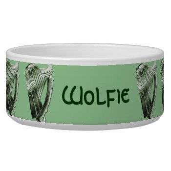 Irish Celtic Green Harp Dog Or Cat Pet Bowl by DigitalDreambuilder at Zazzle