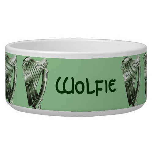 Irish Celtic Green Harp Dog or Cat Pet Bowl