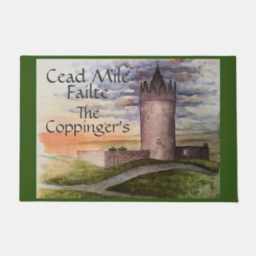 Irish Celtic Greeting Castle Watercolor Doormat