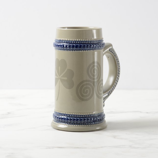 Irish Celtic Happy St Patrick Gray/blue Beer Mug (Front Right)