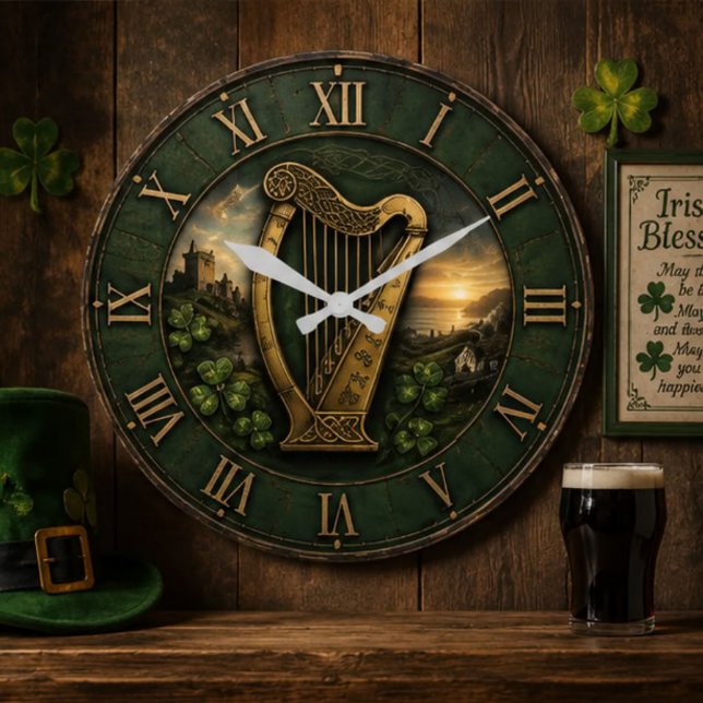 Irish Celtic Harp Large Clock (Creator Uploaded)
