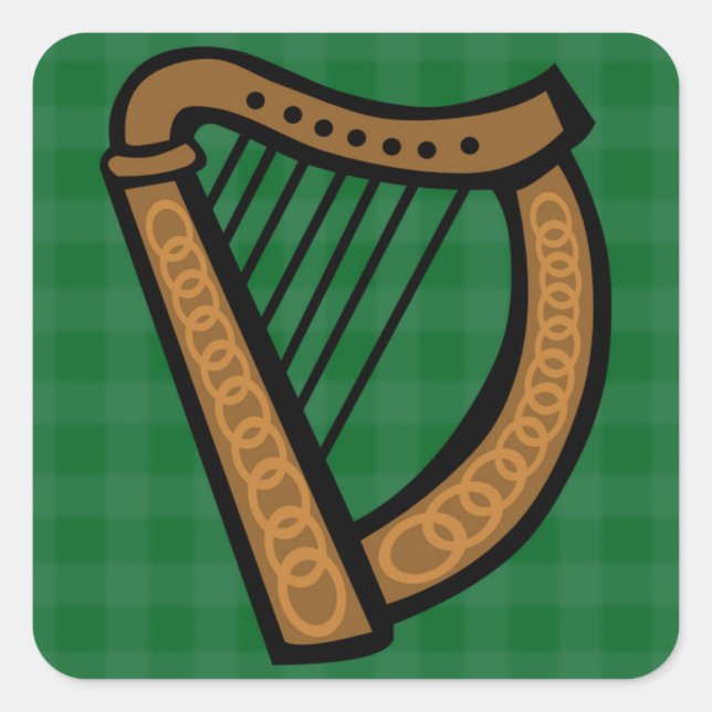 Irish Celtic Harp Square Sticker (Front)