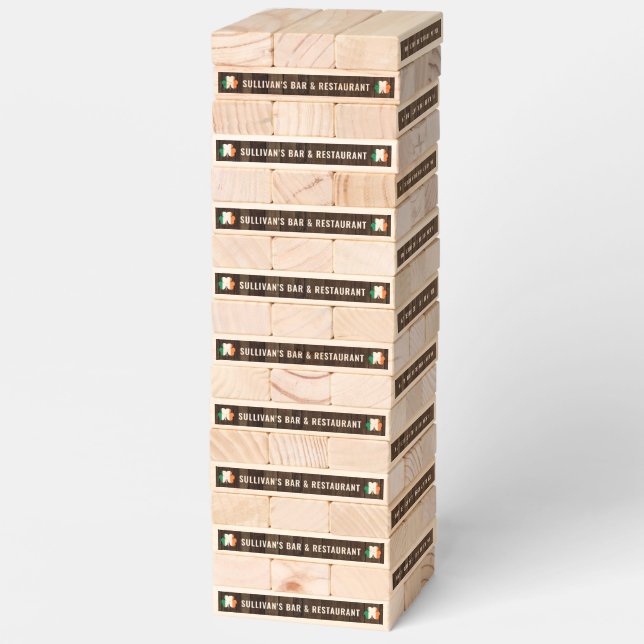 Irish Celtic Ireland Flag Shamrock Rustic Business Topple Tower (Assembled)