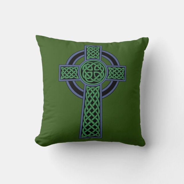 Irish Celtic Knot Cross Throw Pillow (Front)