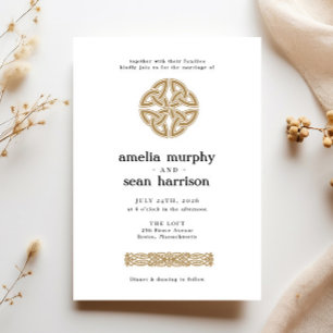 Irish Celtic Knot Gold Wedding Invitation