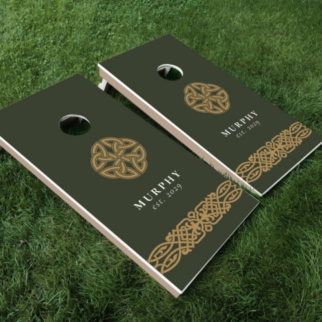 Irish Celtic Knot Gold Wedding Personalized Cornhole Set (Creator Uploaded)