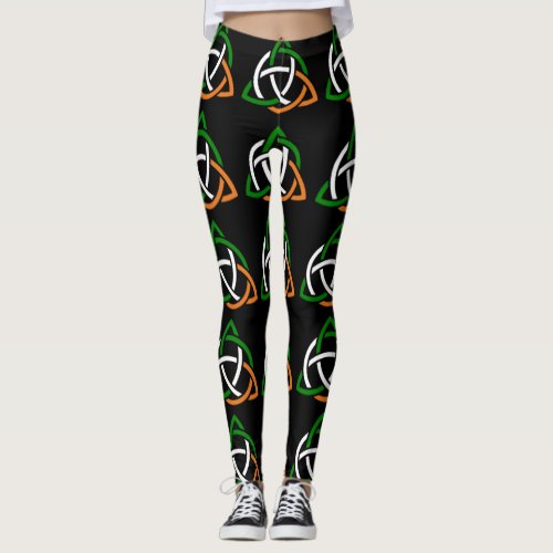 Irish Celtic Knot Green White Orange Black Legging