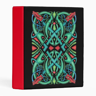 Irish Celtic Ornate Knot Design Dragon Heads Black Mini Binder