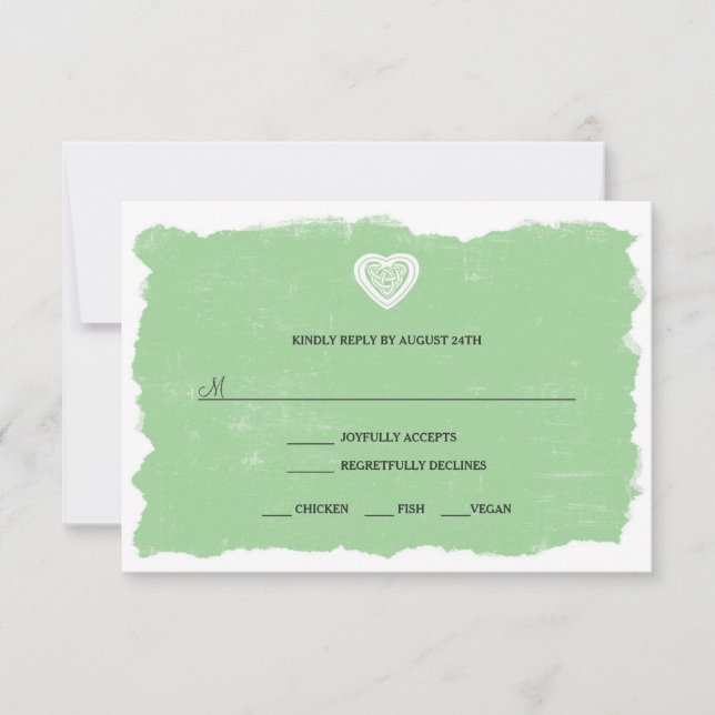 Irish Celtic RSVP reply card menu option 3991 (Front)