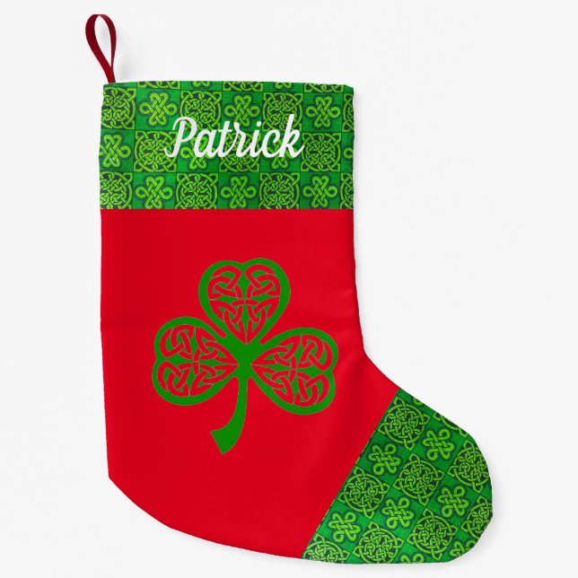 Irish Celtic Shamrock Christmas Stocking (Front)