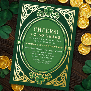 Irish Celtic St Patricks Birthday Party Foil Invitation