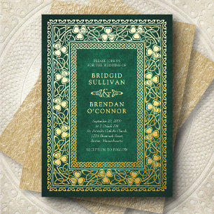 Irish Celtic St Patricks Wedding Foil Invitation