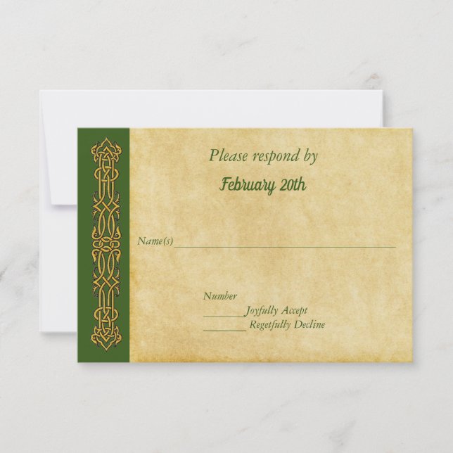 Irish Celtic Themed Wedding RSVP Card (Front)
