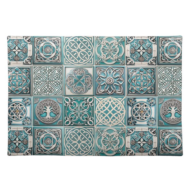 Irish Celtic Tiles Cloth Placemat (Front)
