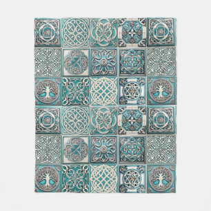 Irish Celtic Tiles Fleece Blanket