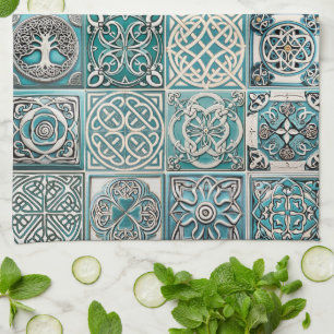 Irish Celtic Tiles Kitchen Towel