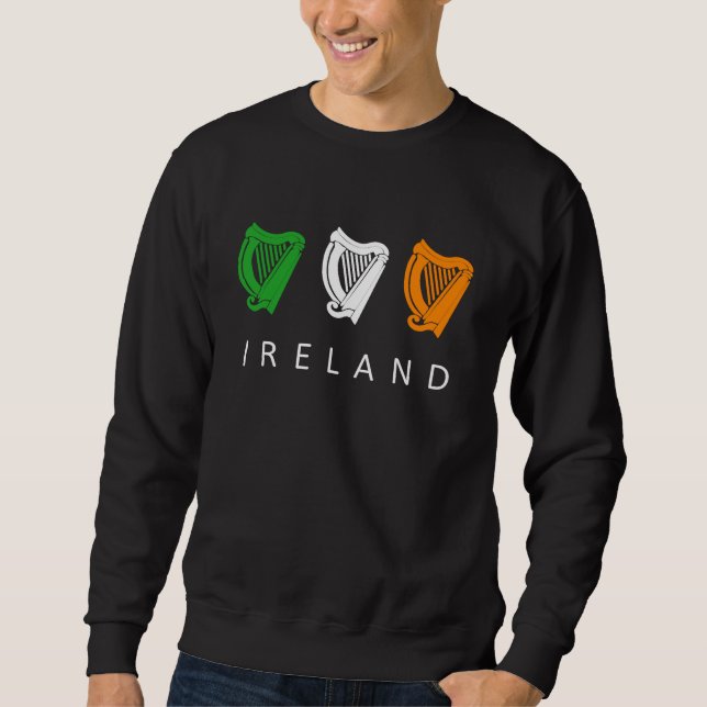 Irish Celtic Triple Harp Medieval Emblem of Irelan Sweatshirt (Front)