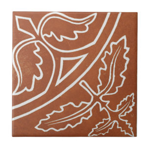 Irish Ceramic Art Design Red Leaf Tile