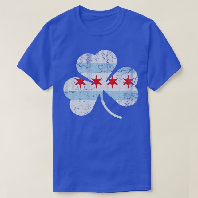 Irish Chicago Flag Shamrock St Patricks Day T-Shirt (Design Front)