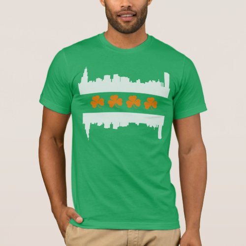 Irish Chicago Skyline Flag St Patricks Day T_Shirt