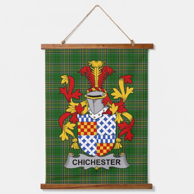 Irish Chichester Coat of Arms Family Crest Hanging Tapestry (Front)