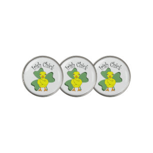 Irish Chick Text Shamrock Golf Ball Marker
