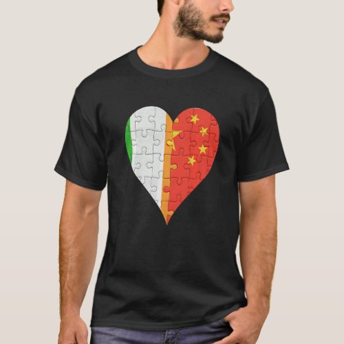 Irish Chinese Flag Heart T_Shirt