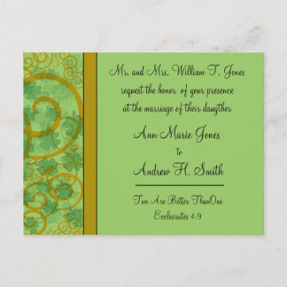 Irish Christian Wedding Invitation Blue Green Postcard