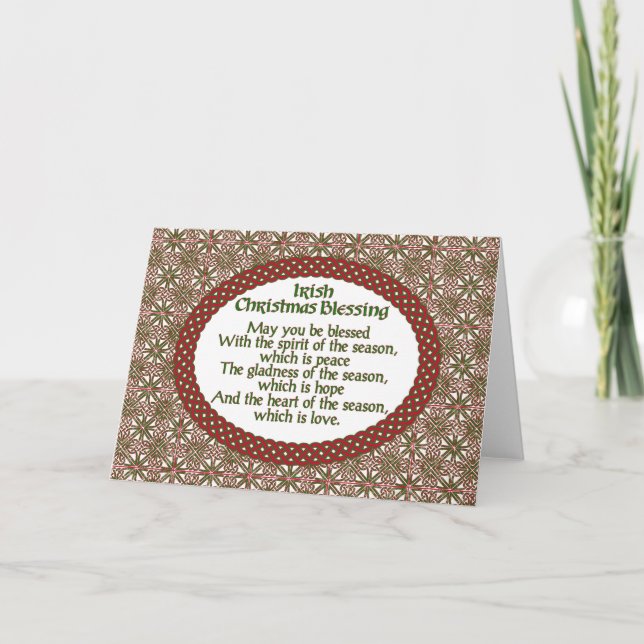 Irish Christmas Blessing, Red Green Celtic Holiday (Front)