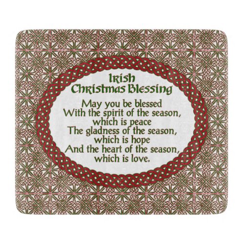 Irish Christmas Blessing Red Green Celtic Holiday Cutting Board