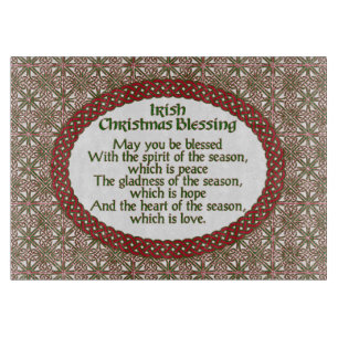 Irish Christmas Blessing, Red Green Celtic Holiday Cutting Board