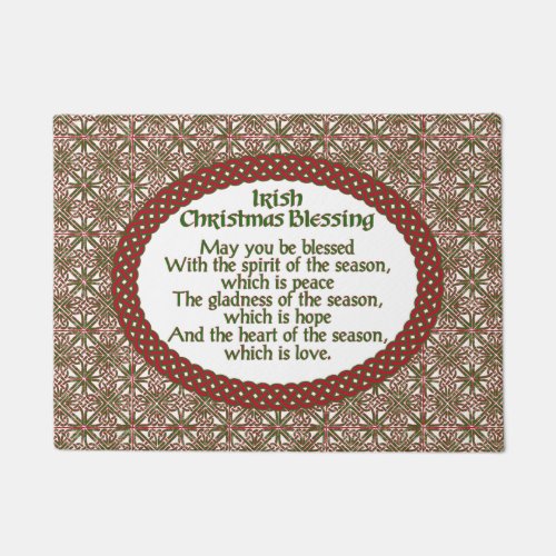 Irish Christmas Blessing Red Green Celtic Holiday Doormat