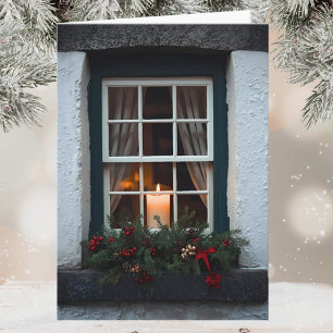 Irish Christmas Candle in Window Happy Christmas Card