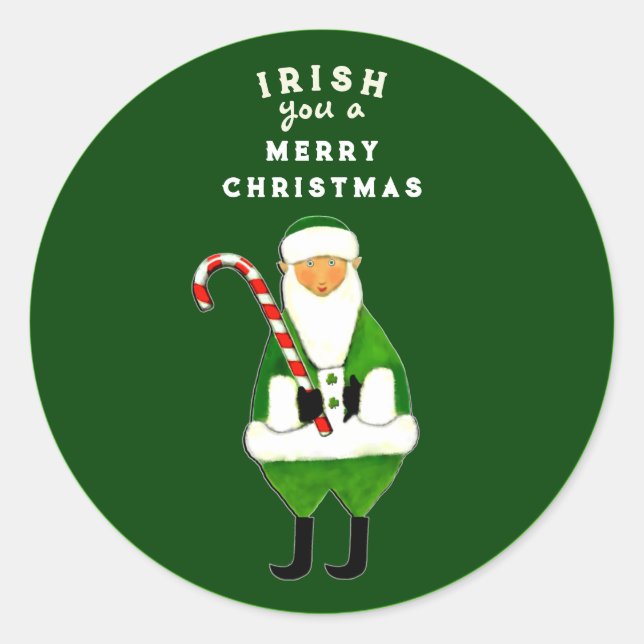 Irish Christmas Classic Round Sticker (Front)