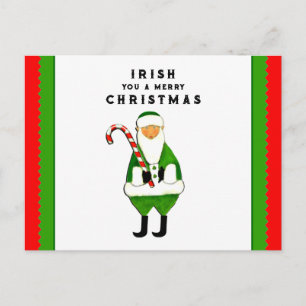 Irish Christmas greetings Holiday Postcard