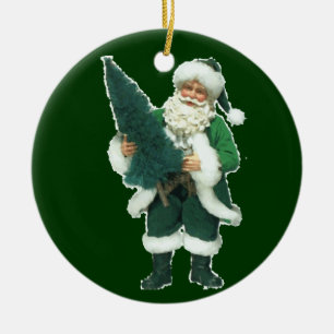 Irish Christmas Santa Claus Ceramic Ornament