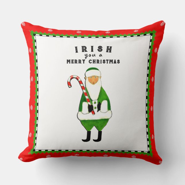 Irish Christmas Throw Pillow (Front)