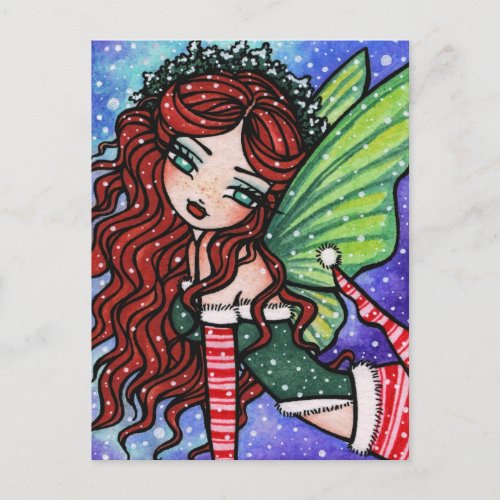 Irish Christmas Winter Snowflake Fairy Fantasy Gir Holiday Postcard