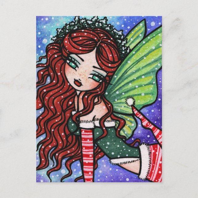Irish Christmas Winter Snowflake Fairy Fantasy Gir Holiday Postcard (Front)