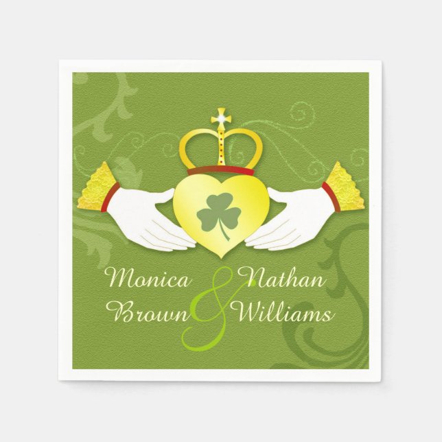 Irish Claddagh Heart Celtic Wedding Napkins (Front)